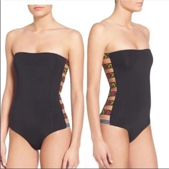 Tavik Womens Size Medium Aimee Strapless One Piece Swimsuit Black - Picture 1 of 7
